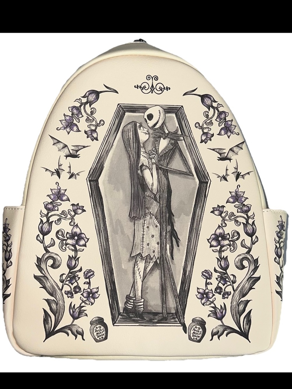 Loungefly Cream Jack & Sally Coffin Mini Backpack
